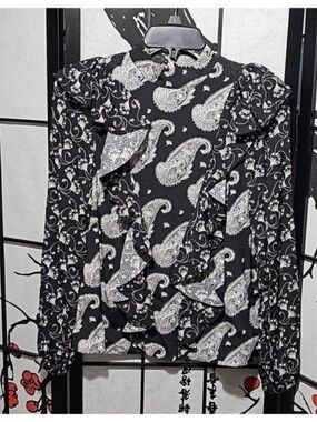Ted Baker London Taisey High Neck Blouse with Waterfall Frill Size 2 New